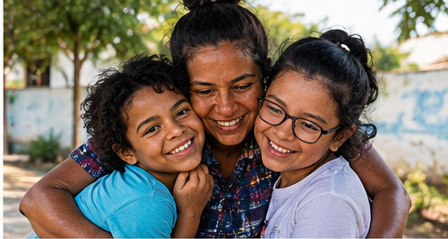 Família abraçada
